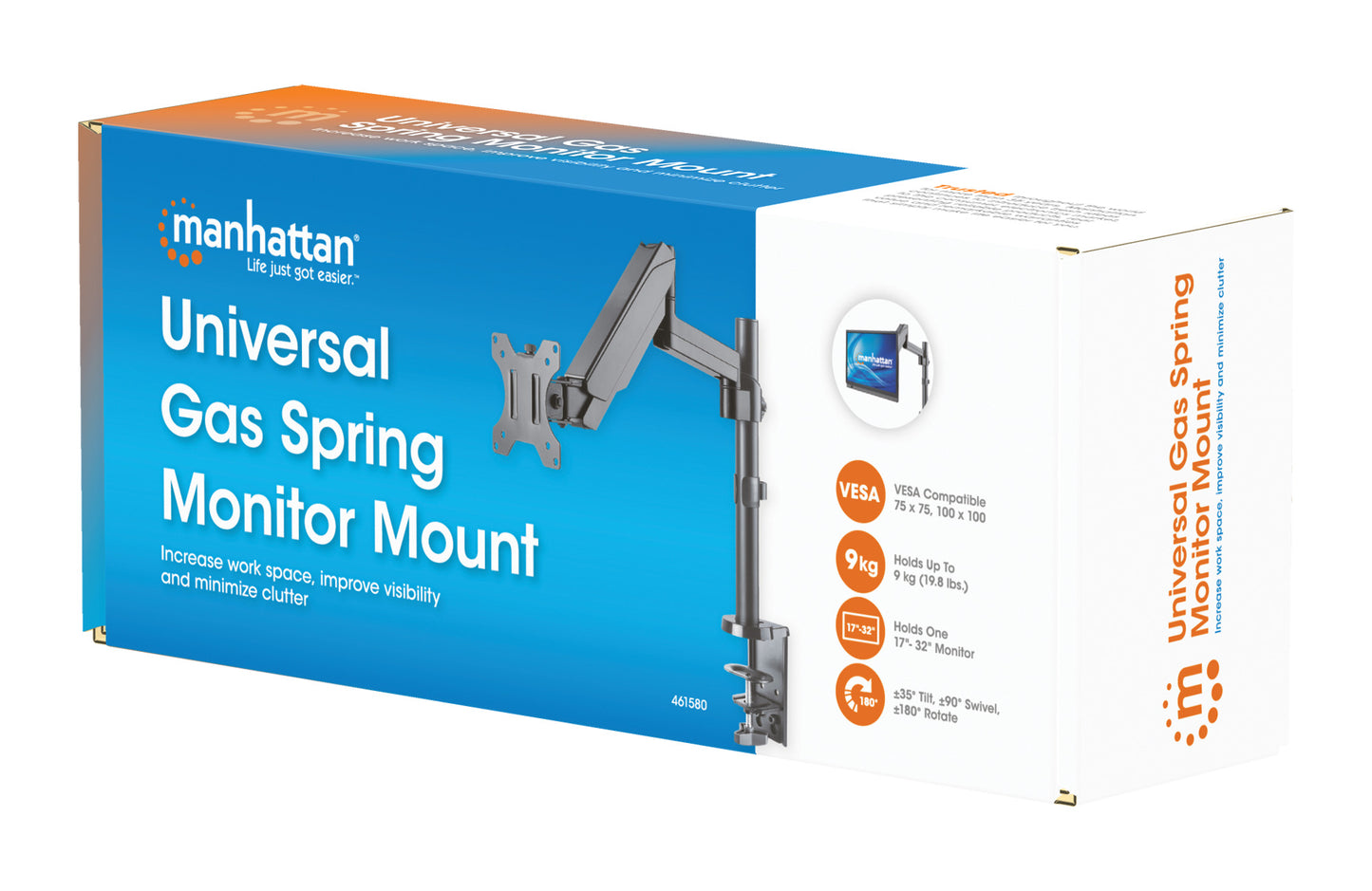 Universal Gas Spring Monitor Mount with Height-Adjustable Arm Packaging Image 2