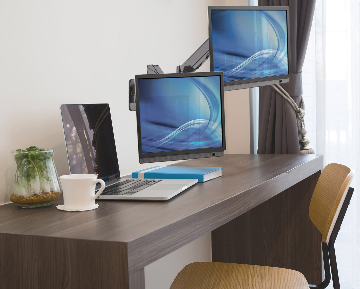 Universal Gas Spring Dual Monitor Wall Mount Image 7