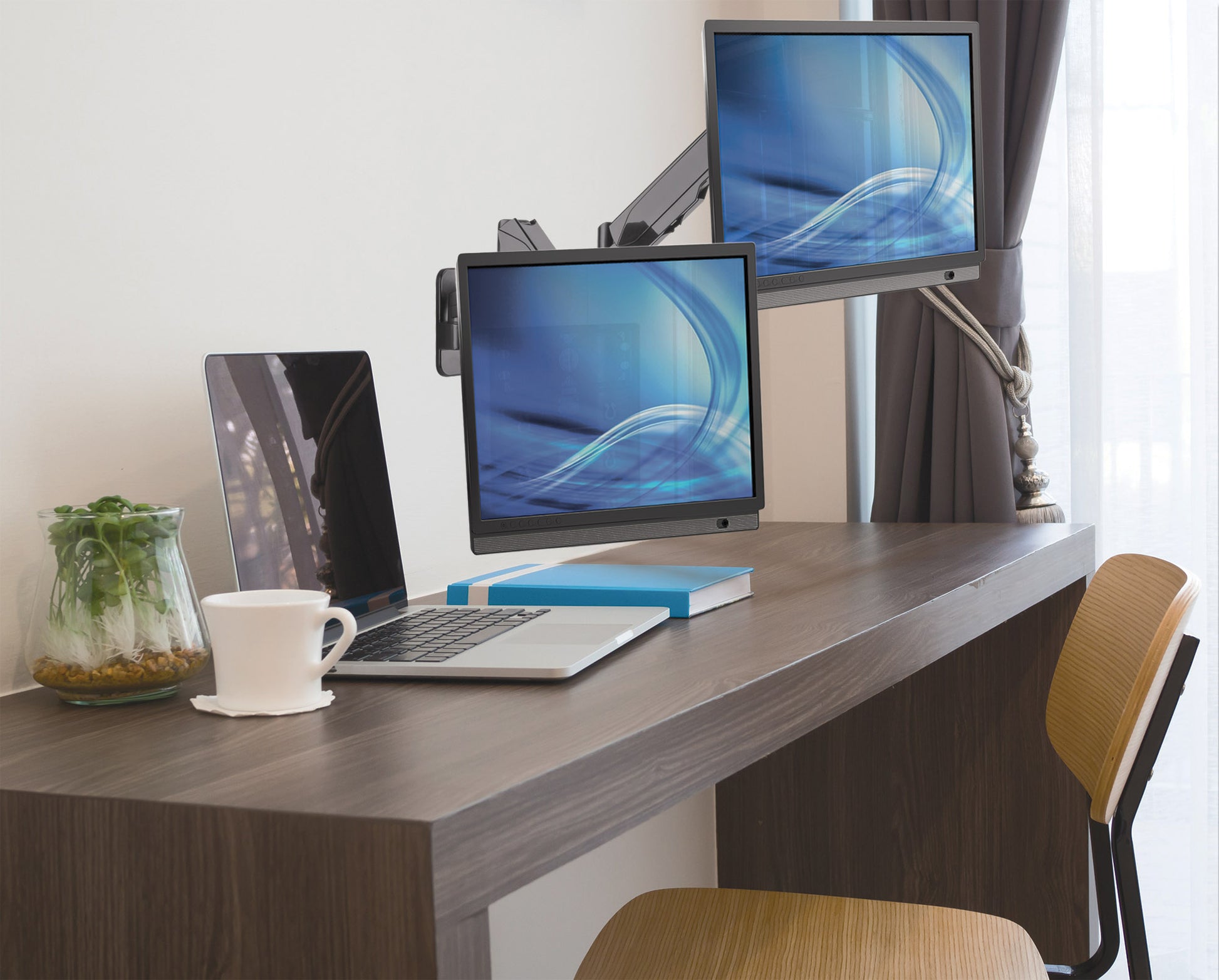 Universal Gas Spring Dual Monitor Wall Mount Image 7
