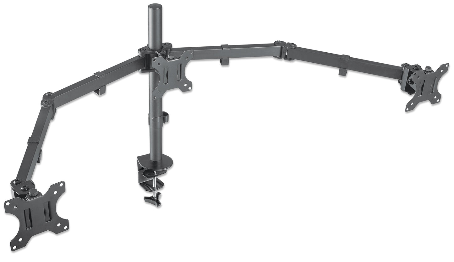 Triple Monitor Mount with Center Mount and Double-Link Swing Arms, for 13" to 27" Displays Image 3