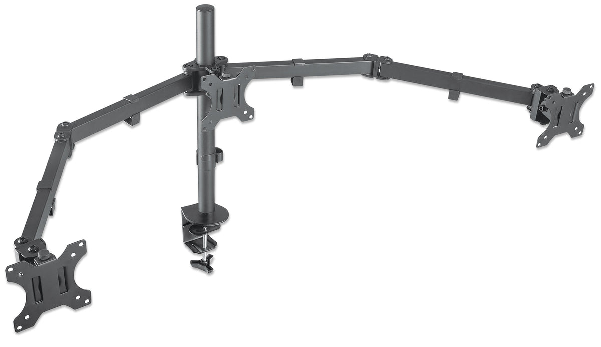 Triple Monitor Mount with Center Mount and Double-Link Swing Arms, for 13" to 27" Displays Image 3