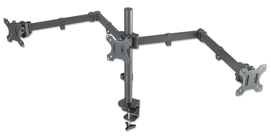 Triple Monitor Mount with Center Mount and Double-Link Swing Arms, for 13" to 27" Displays Image 1