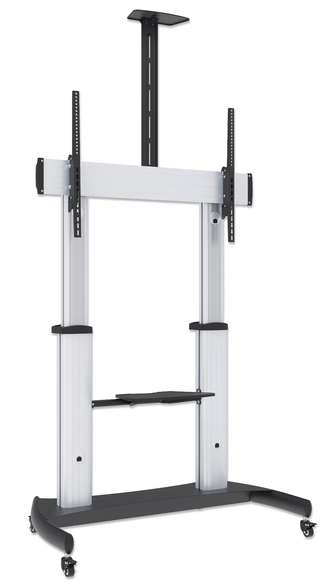 Aluminum Heavy-Duty Height-Adjustable Multimedia TV Cart, for 60" to 100" Displays Image 3