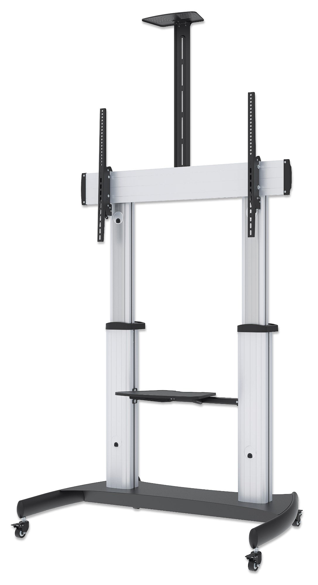 Aluminum Heavy-Duty Height-Adjustable Multimedia TV Cart, for 60" to 100" Displays Image 1