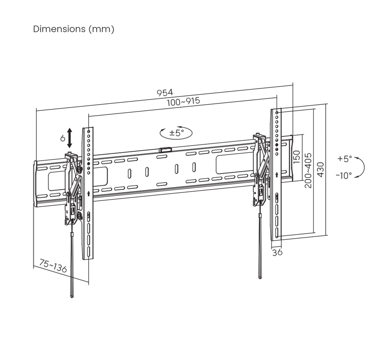 Anti-Theft Tilting TV Wall Mount with Extension, for 43" to 90" Displays Image 14