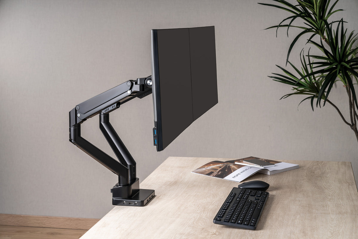 Aluminum Gas Spring Dual Monitor Desk Mount with 8-in-1 Docking Station Image 8