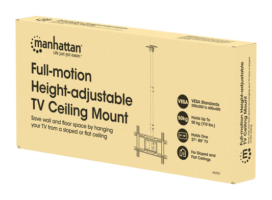 Full-Motion Height-Adjustable TV Ceiling Mount, for 37" to 80" Displays Packaging Image 2