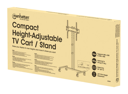 Compact Height-Adjustable TV Cart / Stand, for 34" to 55" Displays Packaging Image 2