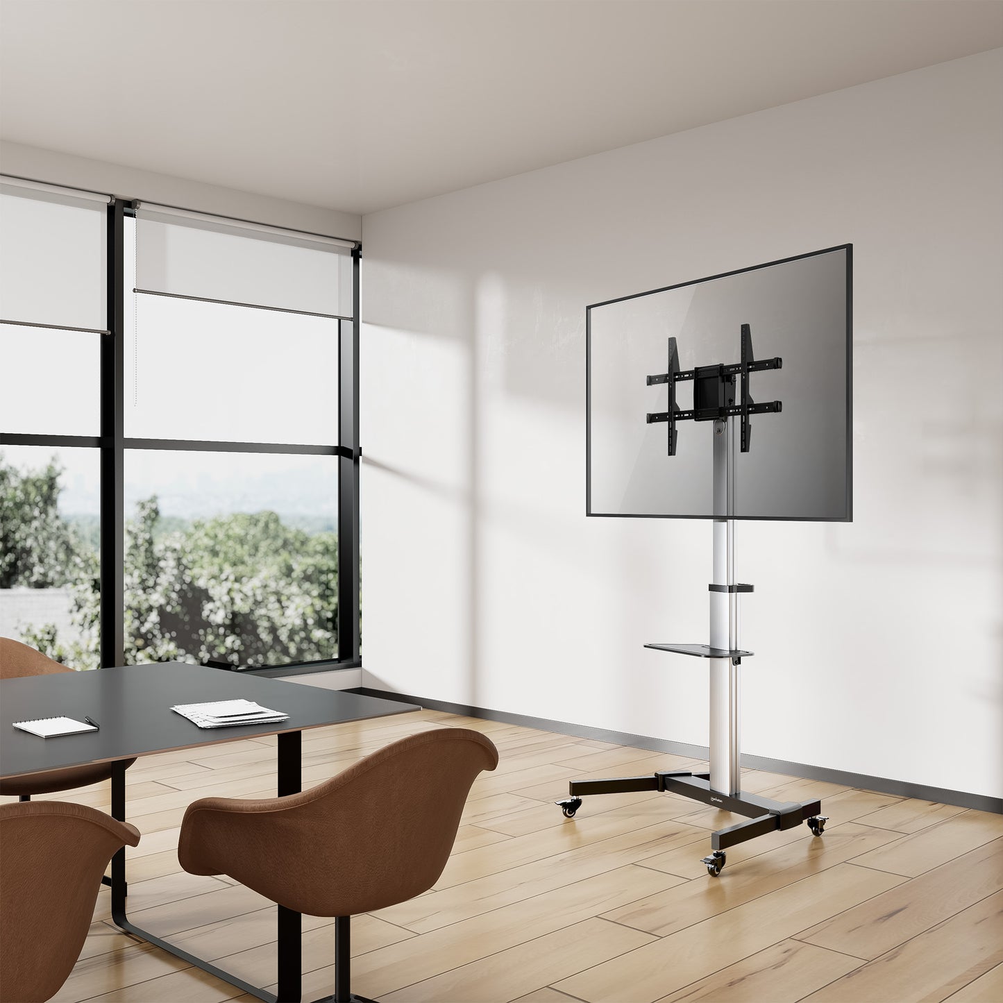 Aluminum Height-Adjustable Multimedia TV Cart, for 37" to 86" Displays Image 14