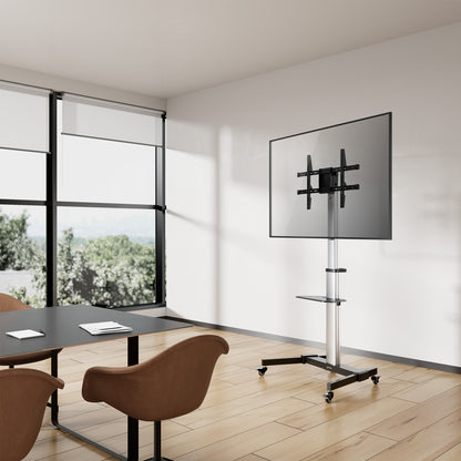Aluminum Height-Adjustable Multimedia TV Cart, for 37" to 86" Displays Image 14