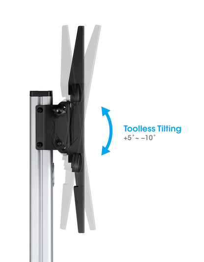 Aluminum Height-Adjustable Multimedia TV Cart, for 37" to 86" Displays Image 8
