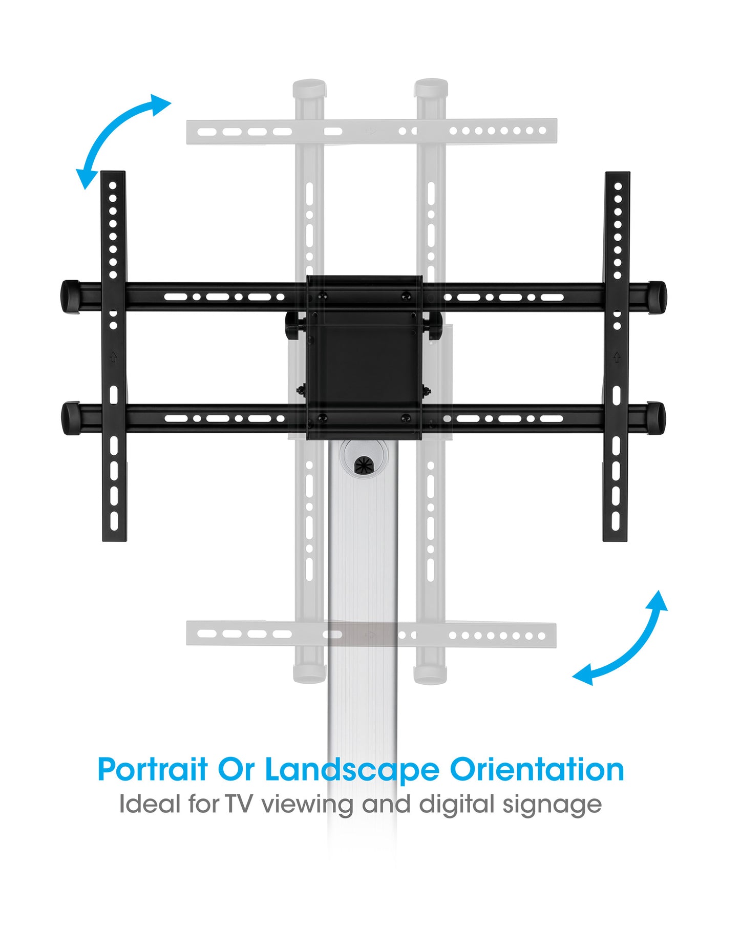 Aluminum Height-Adjustable Multimedia TV Cart, for 37" to 86" Displays Image 9