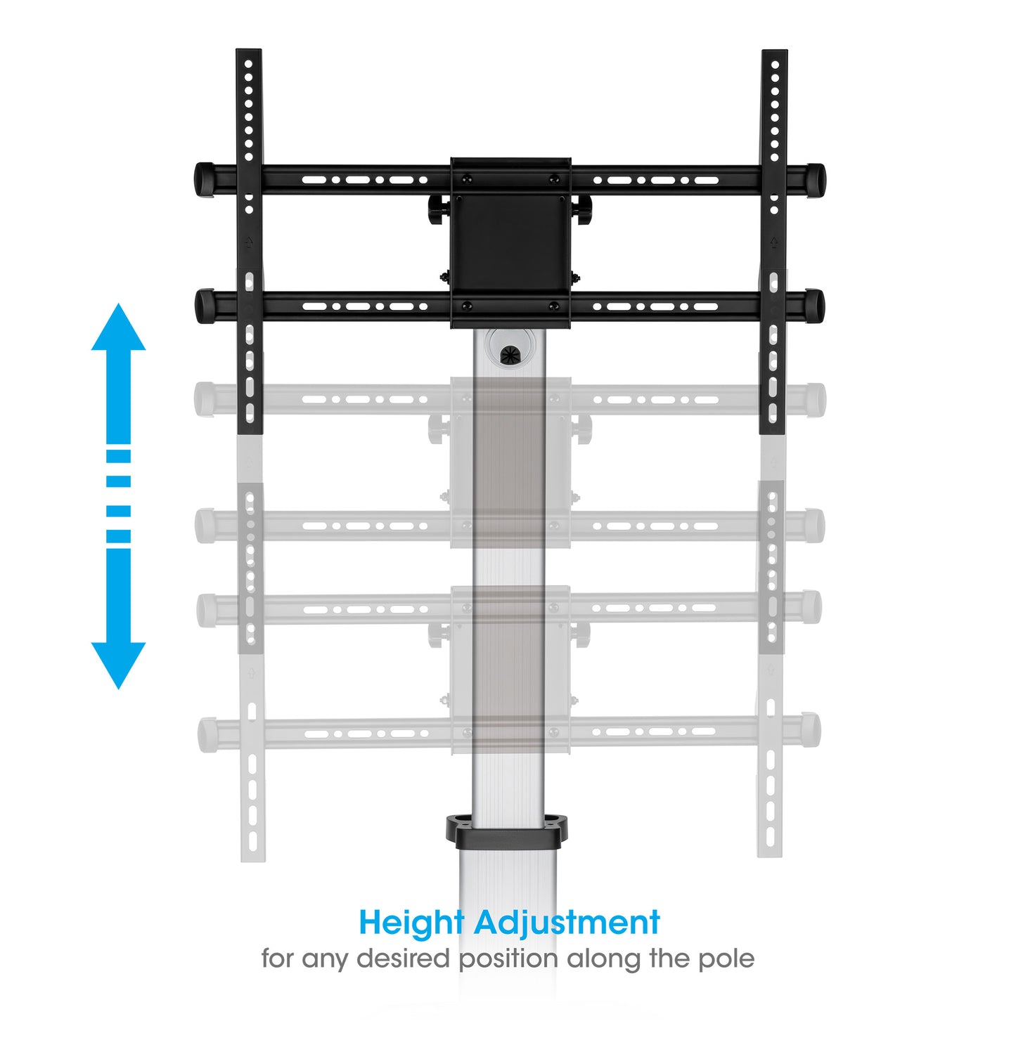 Aluminum Height-Adjustable Multimedia TV Cart, for 37" to 86" Displays Image 10