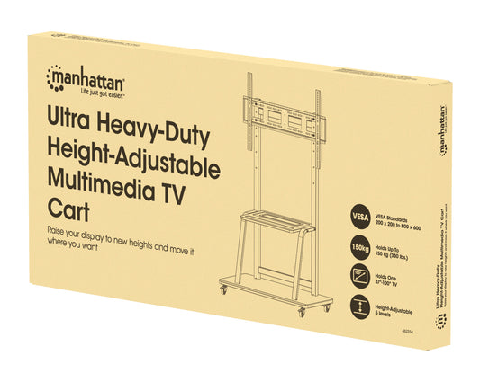 Ultra Heavy-Duty Height-Adjustable Multimedia TV Cart, for 37" to 100" Displays Packaging Image 2