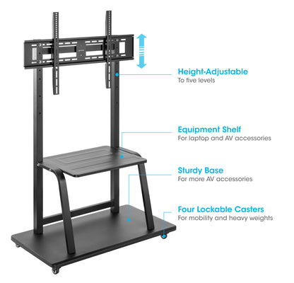 Ultra Heavy-Duty Height-Adjustable Multimedia TV Cart, for 37" to 100" Displays Image 7