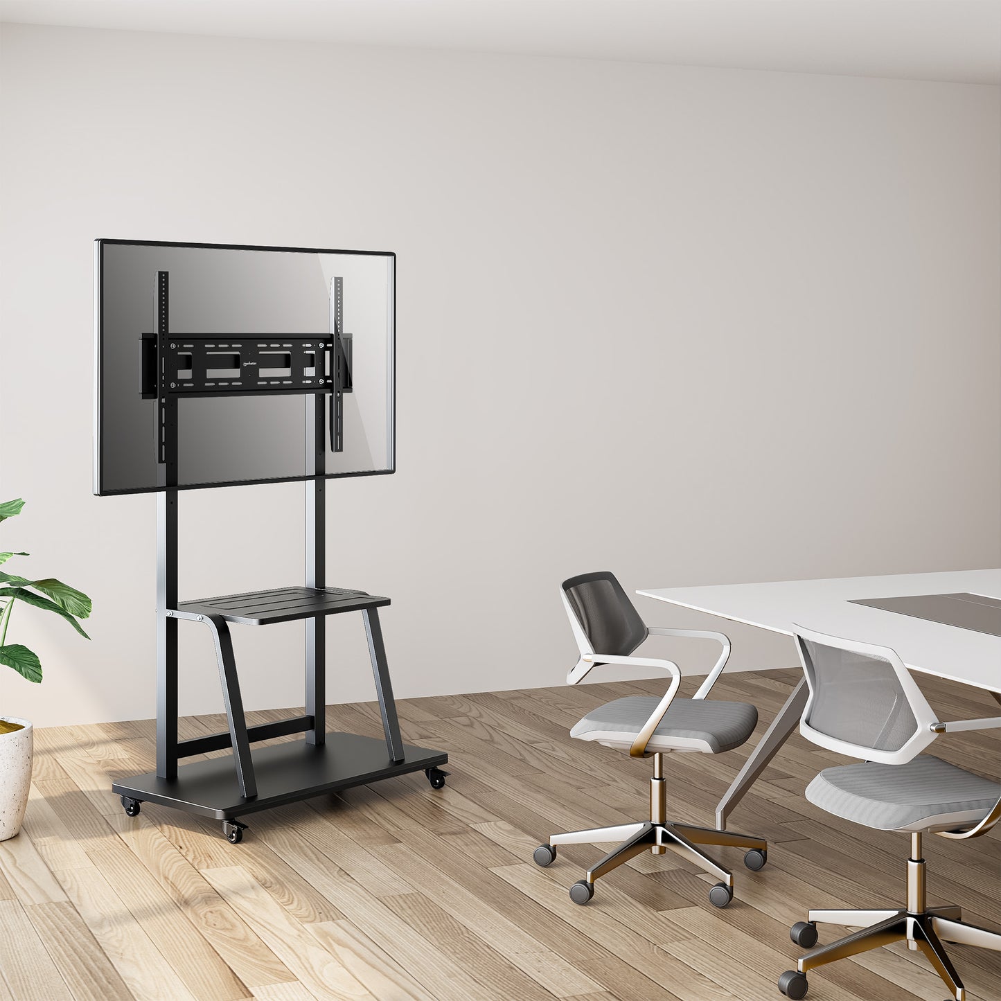 Ultra Heavy-Duty Height-Adjustable Multimedia TV Cart, for 37" to 100" Displays Image 8