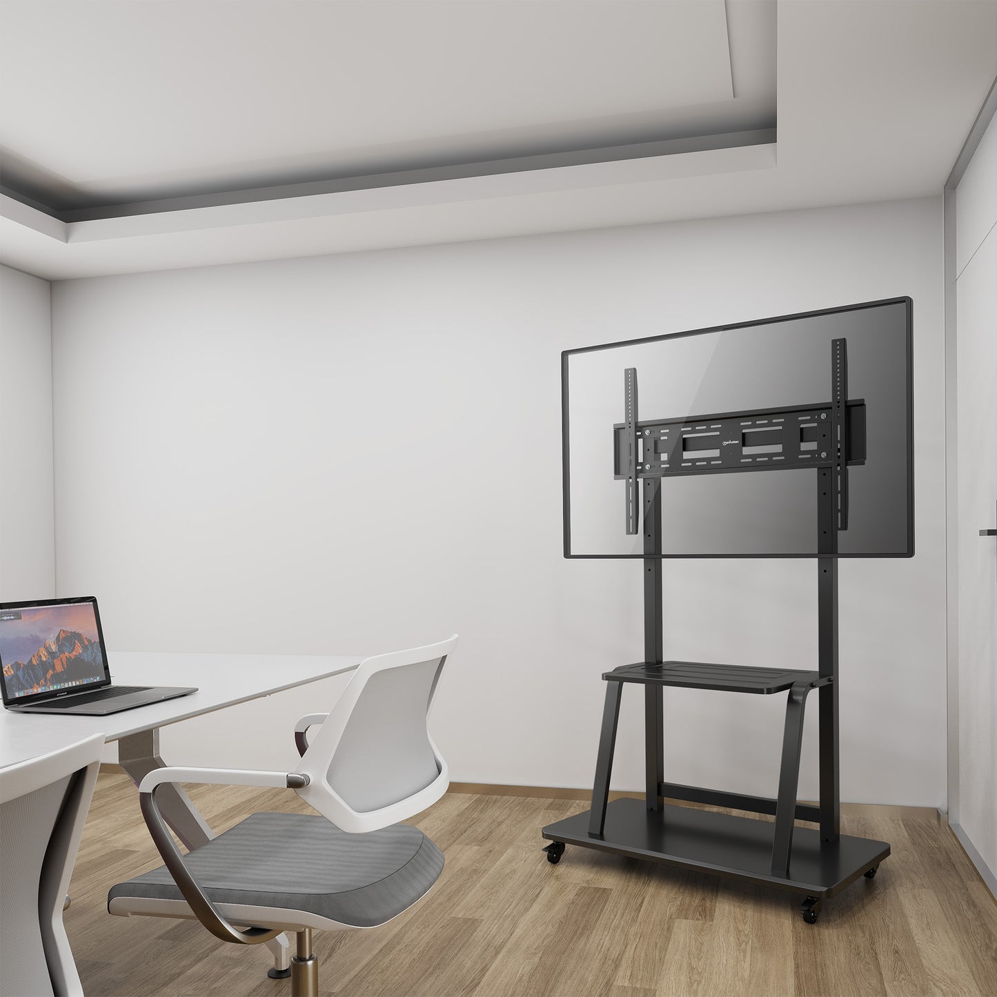 Ultra Heavy-Duty Height-Adjustable Multimedia TV Cart, for 37" to 100" Displays Image 9