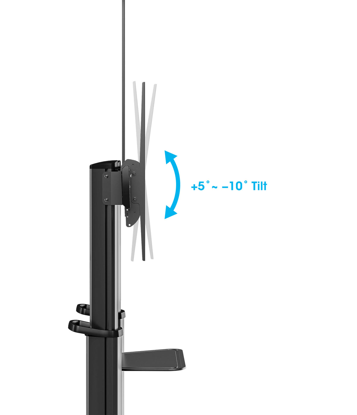 Aluminum Heavy-Duty Large-Screen Height-Adjustable Multimedia TV Cart Image 12
