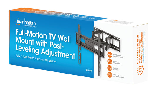 Full-Motion TV Wall Mount with Post-Leveling Adjustment, for 32" to 70" Displays Packaging Image 2