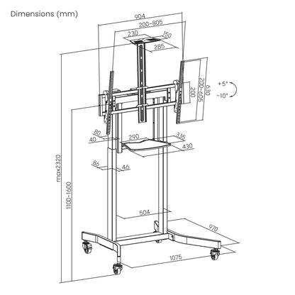 Motorized Height-Adjustable Multimedia TV Cart, for 55" to 100" Displays Image 14