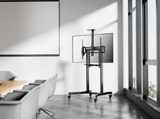 Motorized Height-Adjustable Multimedia TV Cart, for 55" to 100" Displays Image 2