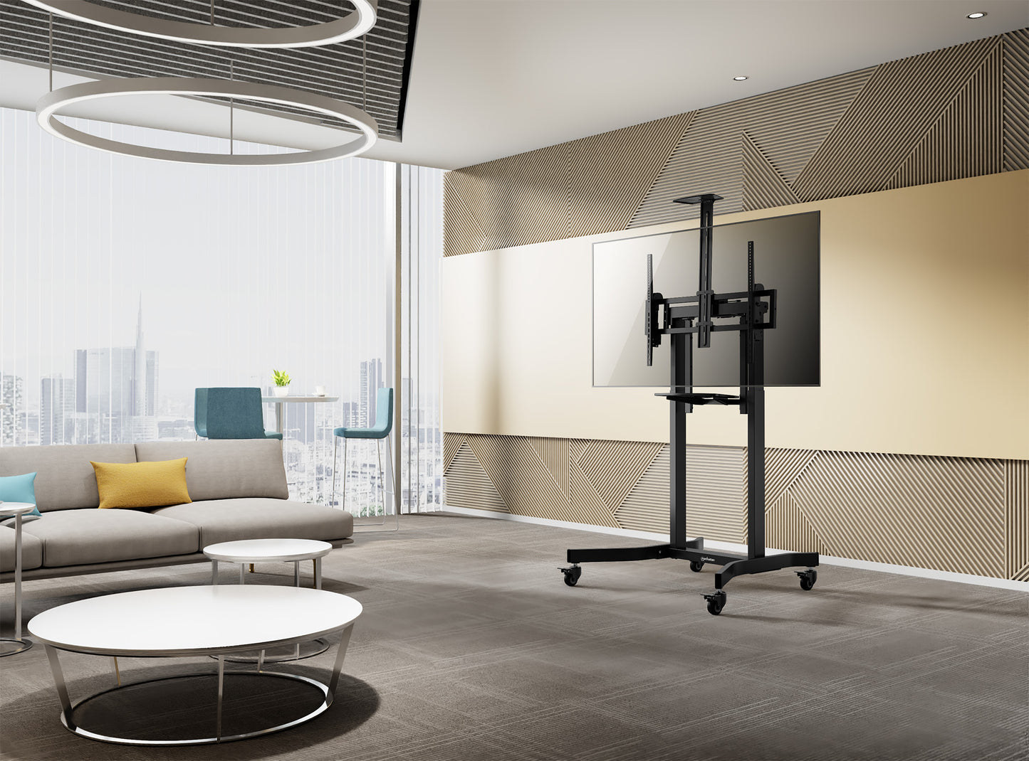 Motorized Height-Adjustable Multimedia TV Cart, for 55" to 100" Displays Image 7