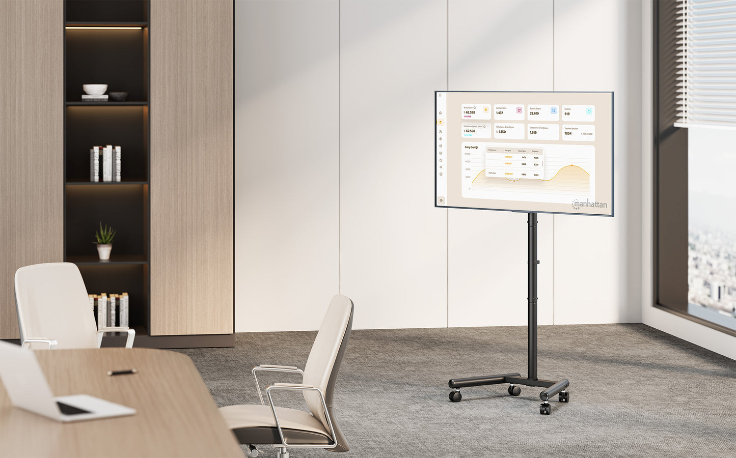 Economy Compact Height-Adjustable TV Cart, for 13" to 50" Displays Image 5