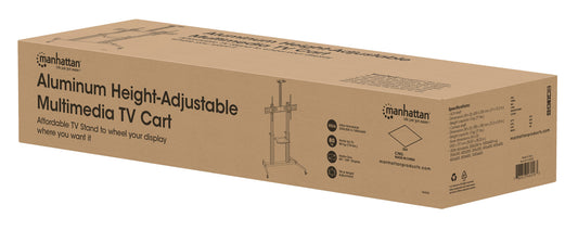 Aluminum Height-Adjustable Multimedia TV Cart, for 60" to 100" Displays Packaging Image 2