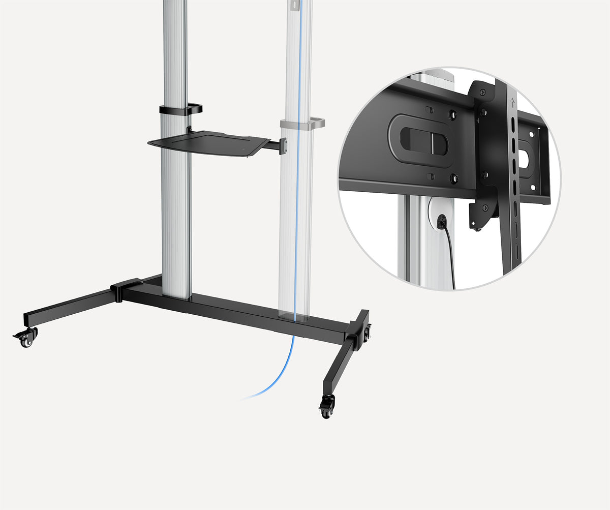 Aluminum Height-Adjustable Multimedia TV Cart, for 60" to 100" Displays Image 12