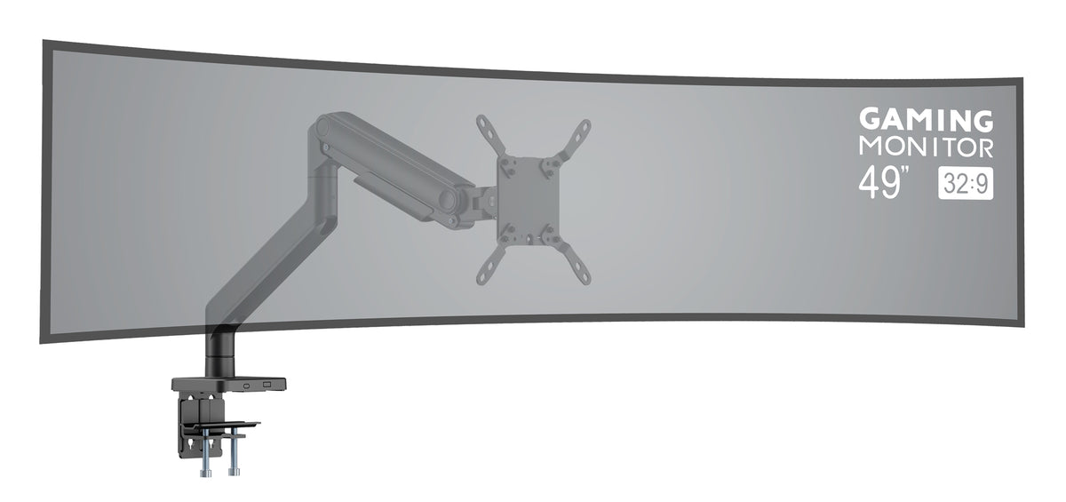 Heavy-Duty Aluminum Mechanical Spring Single Monitor Desk Mount,  for 17" to 49" Displays Image 15
