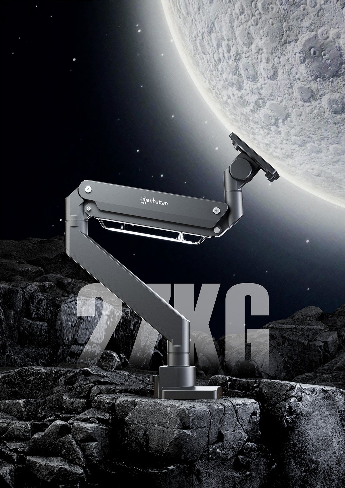 Ultra Heavy-Duty Aluminum Gas Spring Single Monitor Desk Mount with USB Ports Image 10