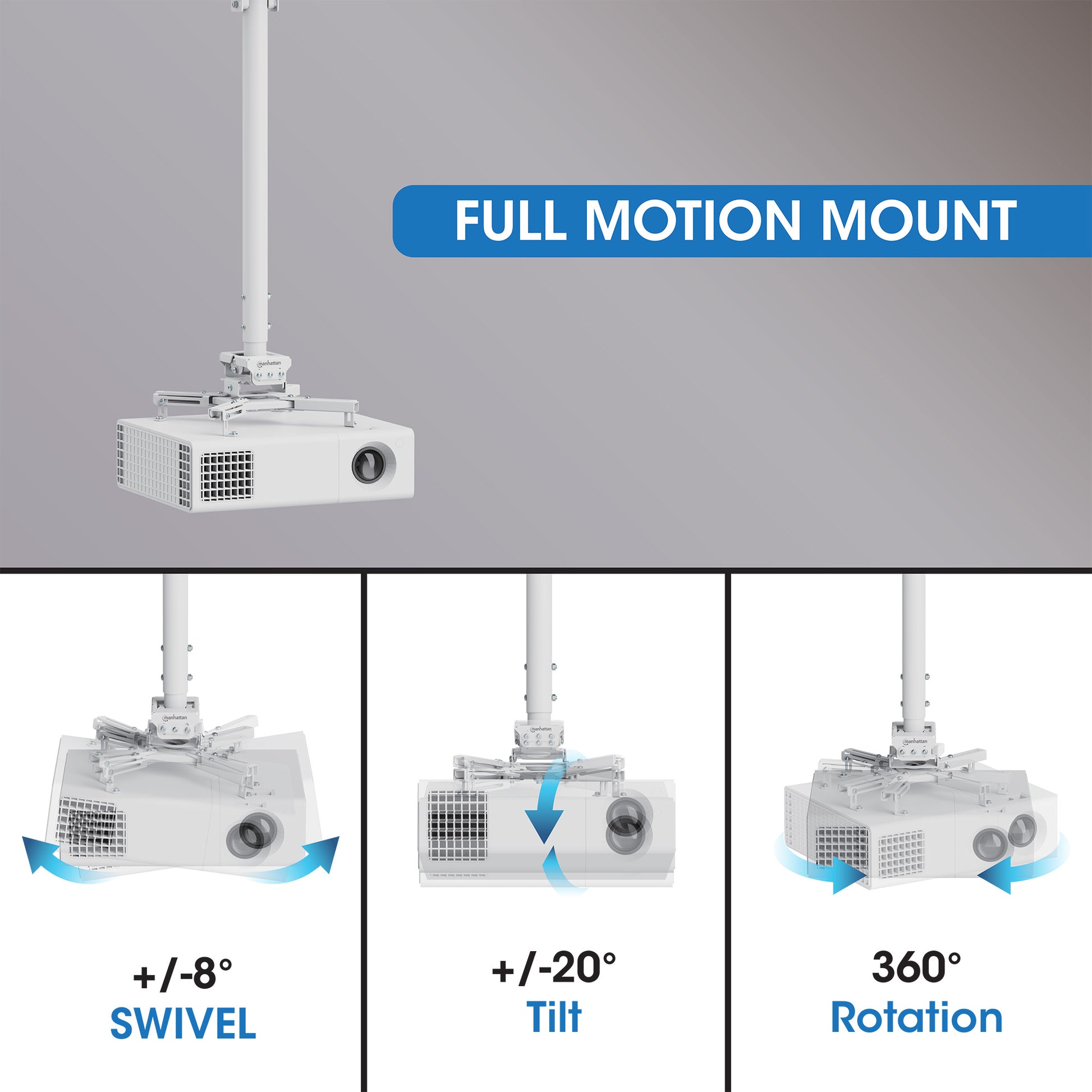 Heavy-Duty Height-Adjustable Projector Ceiling Mount Image 7