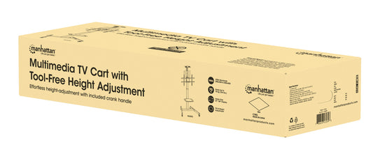 Multimedia TV Cart with Tool-Free Height Adjustment, for 37" to 86" Displays Packaging Image 2