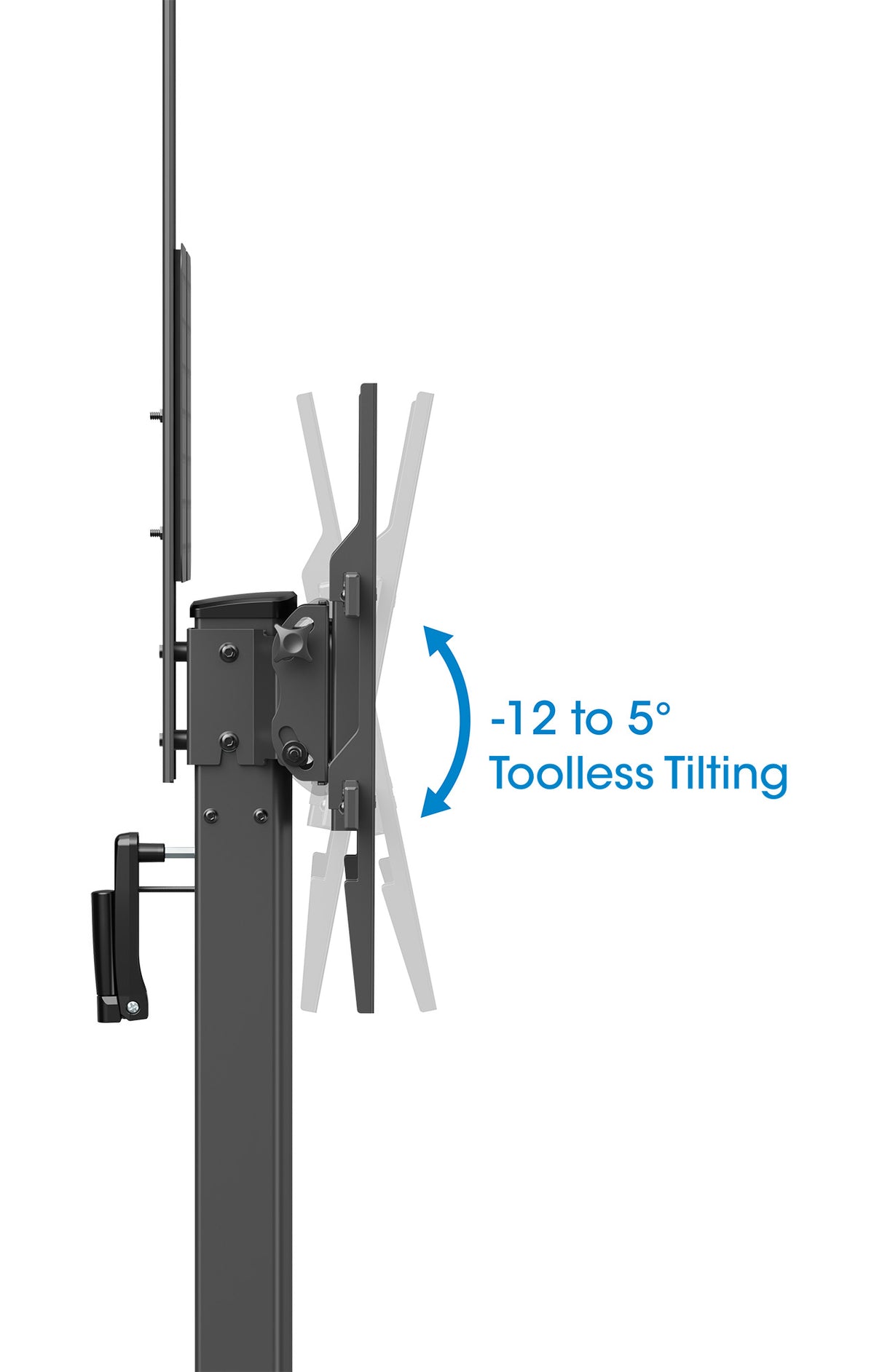 Multimedia TV Cart with Tool-Free Height Adjustment, for 37" to 86" Displays Image 12