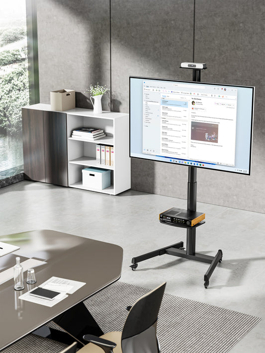 Multimedia TV Cart with Tool-Free Height Adjustment, for 37" to 86" Displays Image 2
