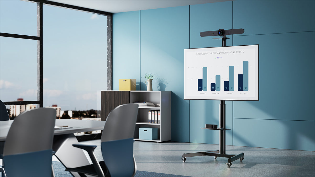 Multimedia TV Cart with Tool-Free Height Adjustment, for 37" to 86" Displays Image 4