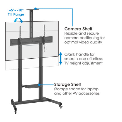 Large-Screen Multimedia TV Cart with Tool-Free Height Adjustment, for 60" to 120" Displays Image 6