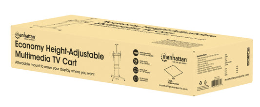 Economy Height-Adjustable Multimedia TV Cart, for 37" to 70" Displays Packaging Image 2