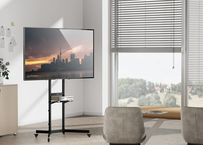 Economy Height-Adjustable Multimedia TV Cart, for 37" to 70" Displays Image 4