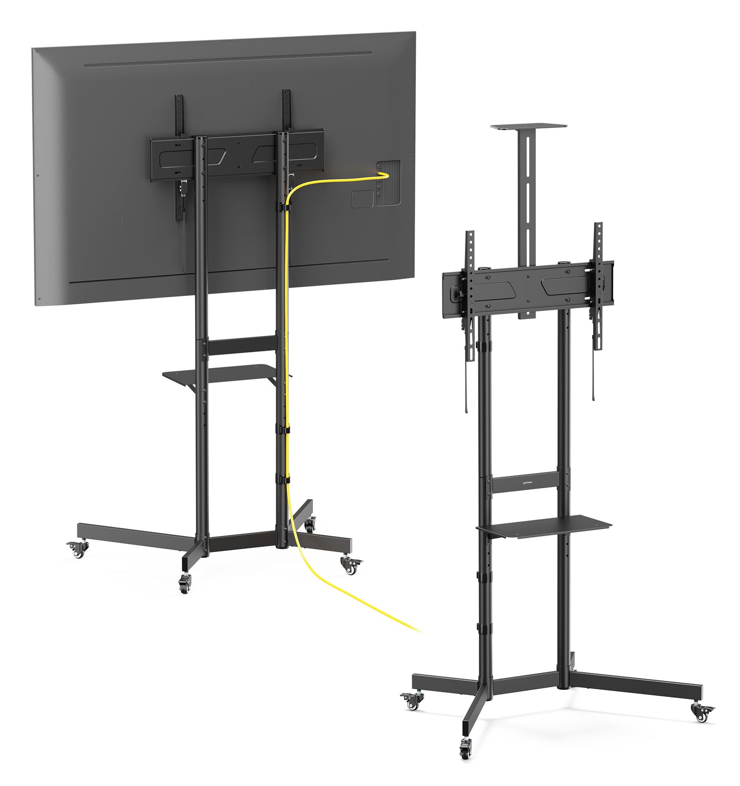 Economy Height-Adjustable Multimedia TV Cart, for 37" to 70" Displays Image 5