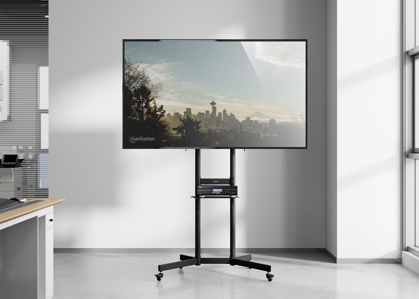 Economy Height-Adjustable Multimedia TV Cart, for 37" to 70" Displays Image 6