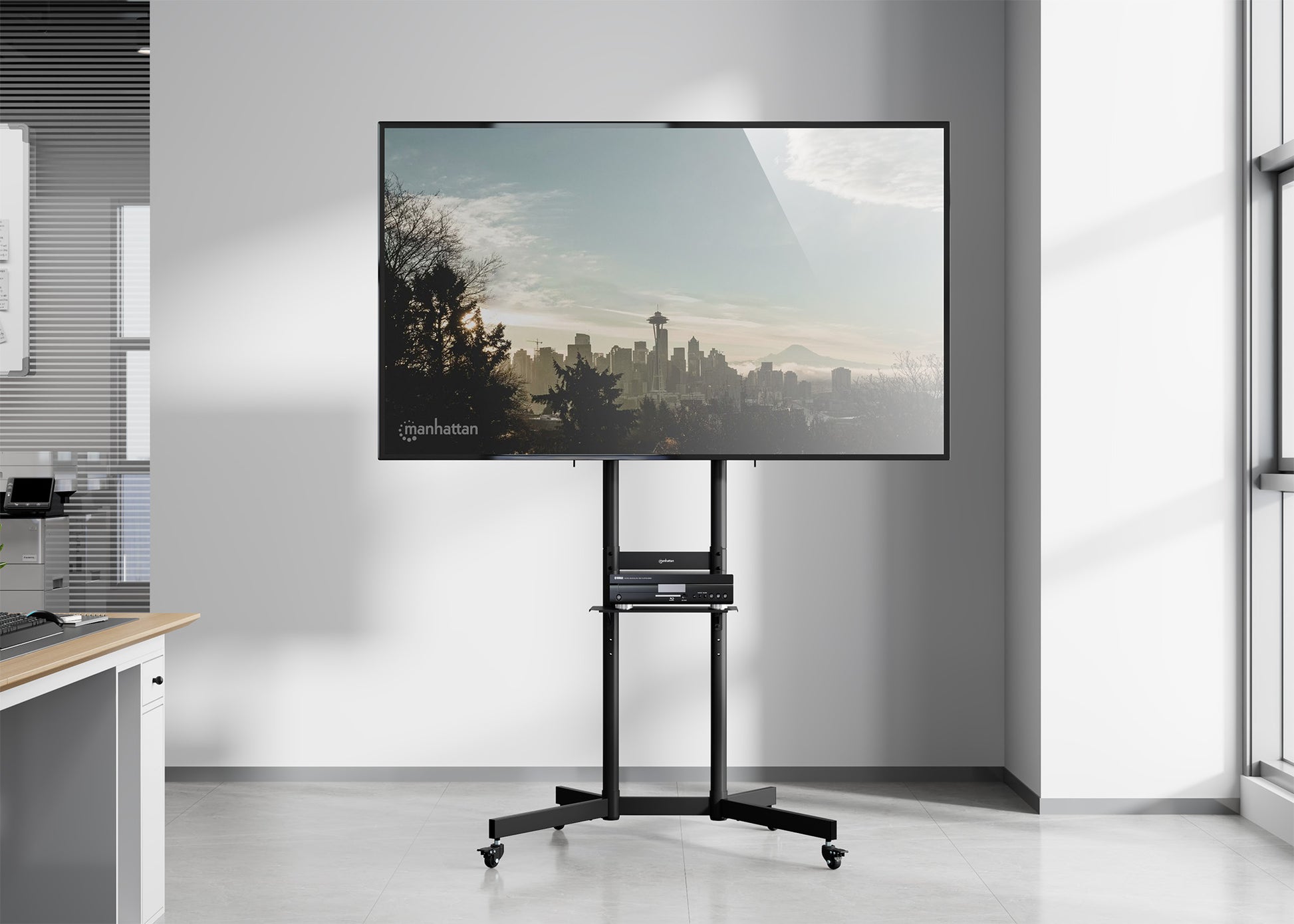 Economy Height-Adjustable Multimedia TV Cart, for 37" to 70" Displays Image 6
