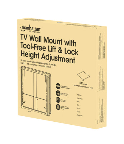 TV Wall Mount with Tool-Free Lift & Lock Height Adjustment, for 55" to 75" Displays Packaging Image 2