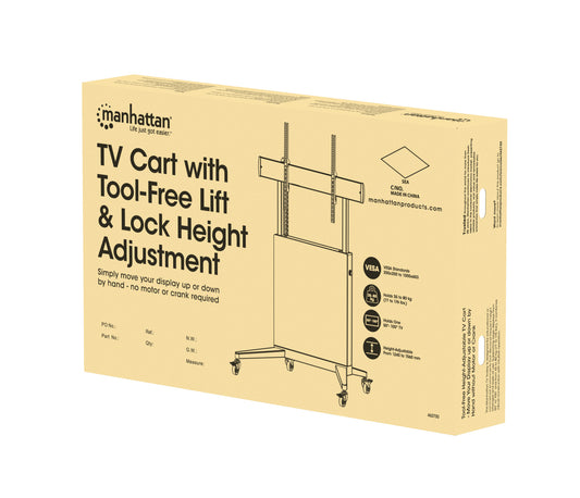 TV Cart with Tool-Free Lift & Lock Height Adjustment, for 50" to 100" Displays Packaging Image 2