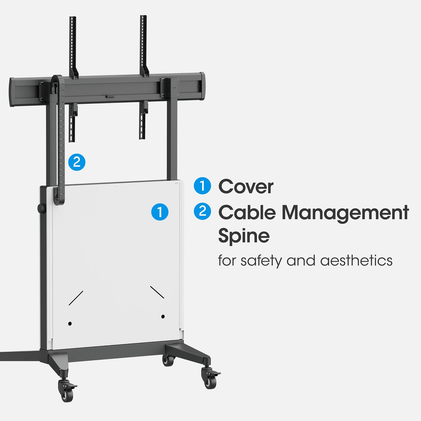 TV Cart with Tool-Free Lift & Lock Height Adjustment, for 50" to 100" Displays Image 12