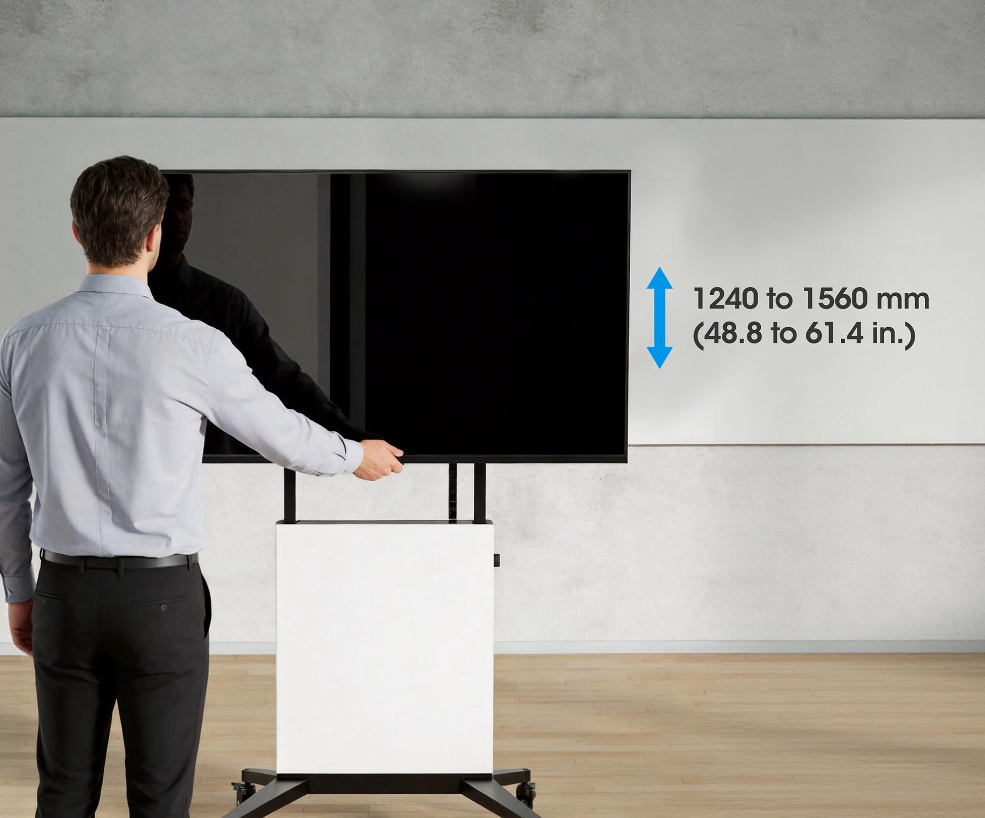 TV Cart with Tool-Free Lift & Lock Height Adjustment, for 50" to 100" Displays Image 8