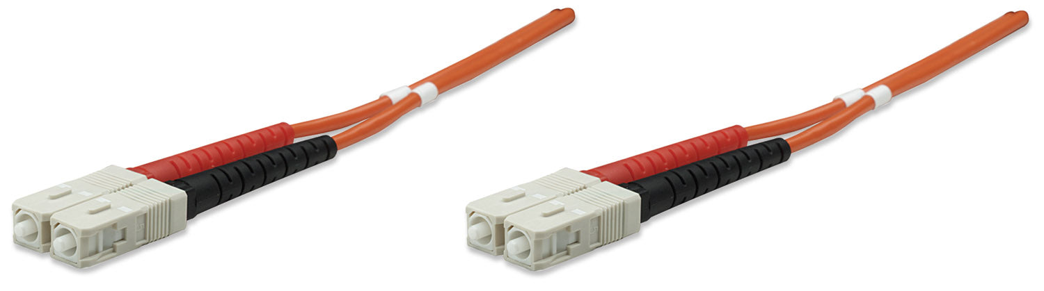 5 m SC to SC UPC Fiber Optic Patch Cable, 3.0 mm, Duplex, LSZH, OM2 Multimode, Orange Image 1