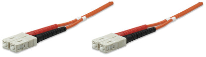 5 m SC to SC UPC Fiber Optic Patch Cable, 3.0 mm, Duplex, LSZH, OM2 Multimode, Orange Image 1