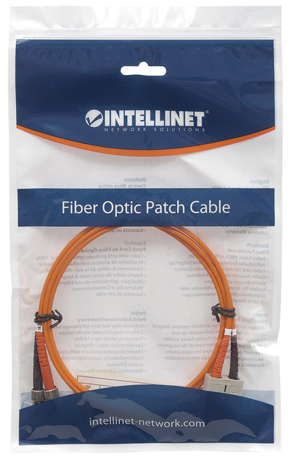 1 m ST to SC UPC Fiber Optic Patch Cable, 3.0 mm, Duplex, LSZH, OM2 Multimode, Orange Packaging Image 2