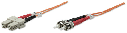 1 m ST to SC UPC Fiber Optic Patch Cable, 3.0 mm, Duplex, LSZH, OM2 Multimode, Orange Image 1